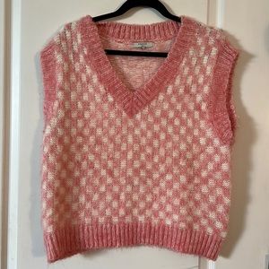 pink cropped sweater vest